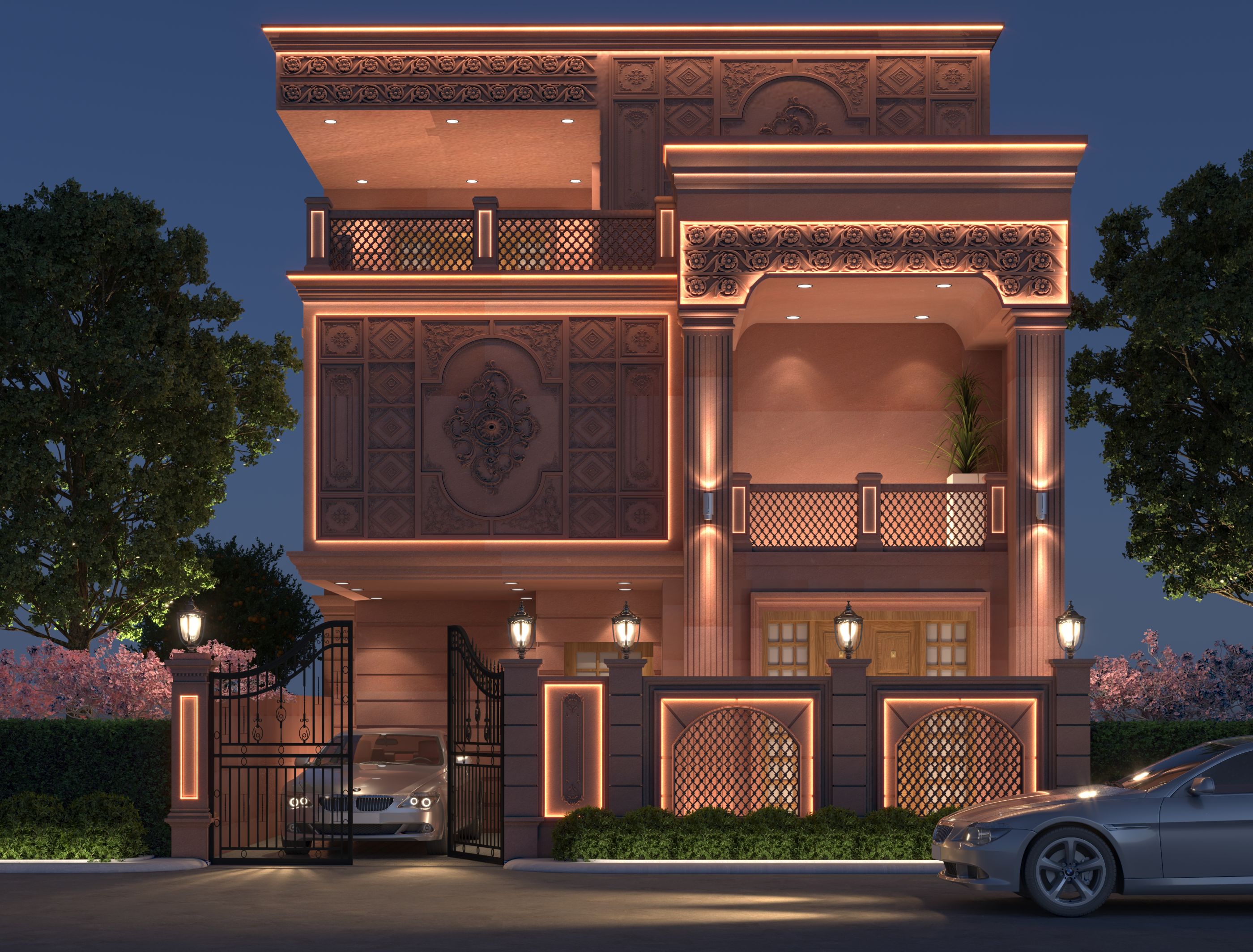 Praveen Ji Villa Night Perspective